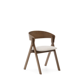 Chaise Godia en placage de frêne avec finition wengé et chenille beige