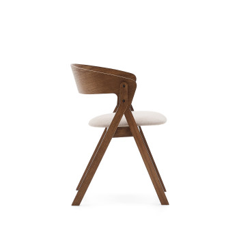 Chaise Godia en placage de frêne avec finition wengé et chenille beige