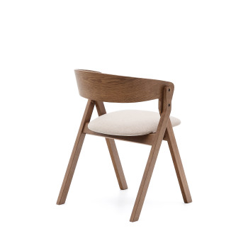 Chaise Godia en placage frêne avec finition wengé et chenille beige