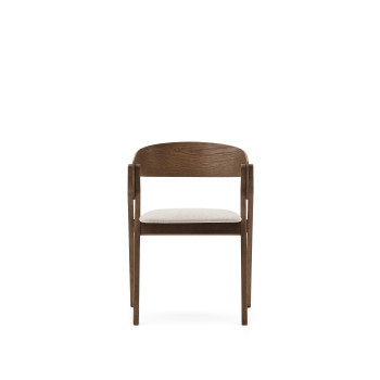 Chaise Godia en placage frêne avec finition wengé et chenille beige