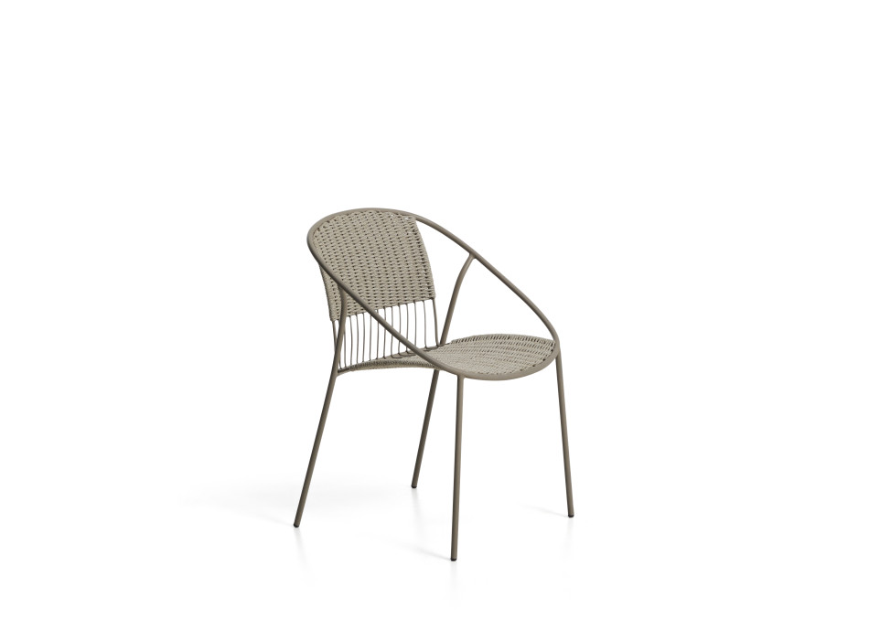 Chaise d'extérieur empilable Atrani en acier galvanisé et corde