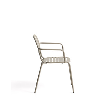 Chaise de jardin empilable Brai avec accoudoirs en acier galvanisé
