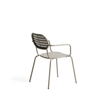 Chaise de jardin empilable Brai avec accoudoirs en acier galvanisé