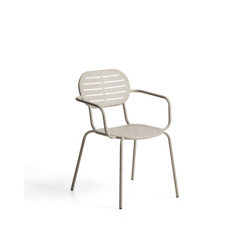 Chaise de jardin empilable Brai avec accoudoirs en acier galvanisé