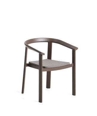 Chaise d'extérieur empilable Erice en aluminium et corde marron
