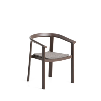 Chaise d'extérieur empilable Erice en aluminium et corde marron