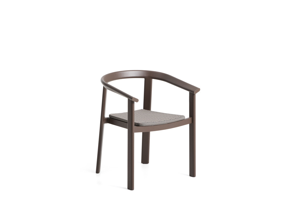 Chaise d'extérieur empilable Erice en aluminium et corde marron