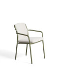 Chaise d'extérieur empilable Linosa en aluminium vert avec coussin beige