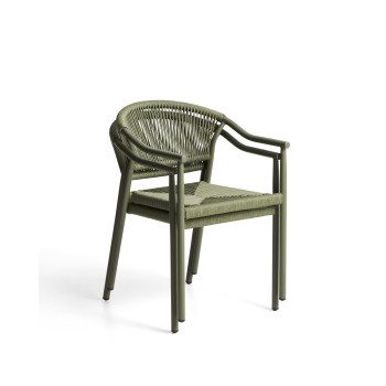 Chaise d'extérieur empilable Livadia en aluminium vert