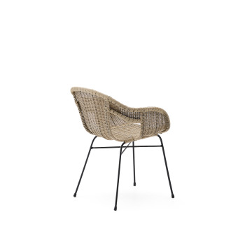 Chaise empilable Eltiera en rotin synthétique et structure en acier noir