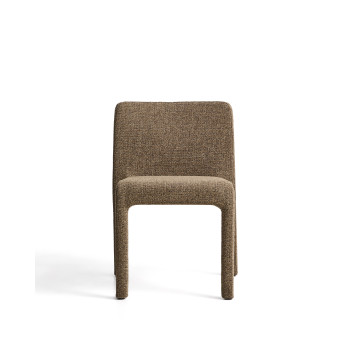 Chaise empilable Loria en chenille marron chocolat certifiée FSC 100%