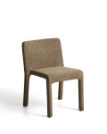 Chaise empilable Loria en chenille marron chocolat certifiée FSC 100%