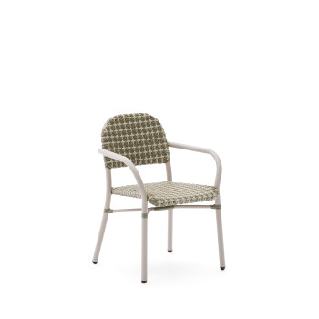 Chaise empilable Tuccia en aluminium et rotin synthétique beige et vert