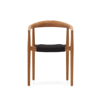 Chaise empilable Ydalia en teck massif finition naturelle et corde