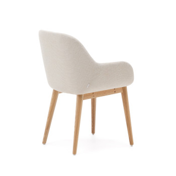 Chaise Konna beige avec pieds en frêne massif et finition naturelle