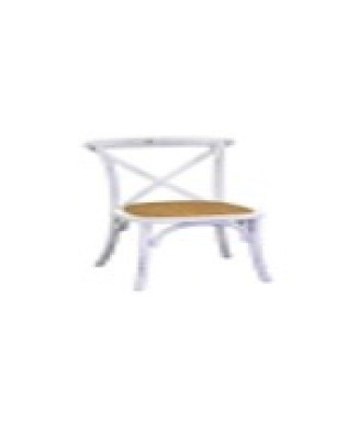 Chaise en bois Cross avec assise empilable en tissu Vacchetti blanc antique tressé