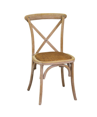 Chaise empilable en bois naturel Cross, assise tressée Vacchetti