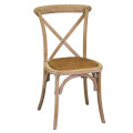 Chaise empilable en bois naturel Cross, assise tressée Vacchetti