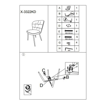 CHAISE LOSANNA GRIS LOT DE 2 PCS