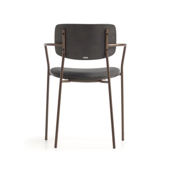 Chaise Maureen en placage de frêne foncé et métal finition laiton