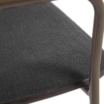 Chaise Maureen en placage de frêne foncé et métal finition laiton