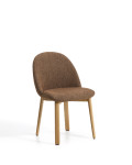Chaise Meila en chenille terracotta et pieds en chêne massif finition naturelle