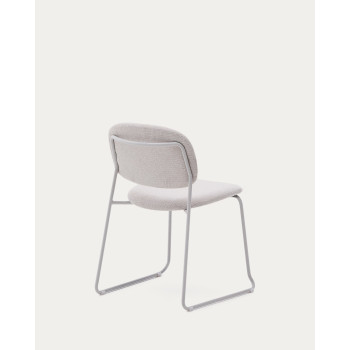 Chaise Meli en chenille beige et structure en métal beige FSC Mix Credit