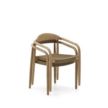 Chaise Nina en bois d'acacia massif et corde beige certifiée FSC 100%