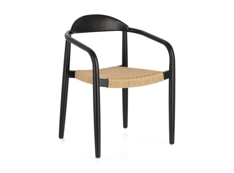 Chaise Nina en bois d'acacia massif finition noire