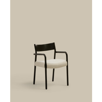 Chaise Falconera avec housse amovible en chêne massif finition noire, certifiée FSC Mix.