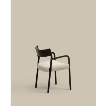 Chaise Falconera avec housse amovible en chêne massif finition noire, certifiée FSC Mix.