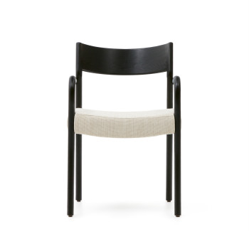 Chaise Falconera avec housse amovible en chêne massif finition noire, certifiée FSC Mix.