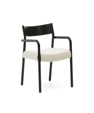 Chaise Falconera avec housse amovible en chêne massif finition noire, certifiée FSC Mix.