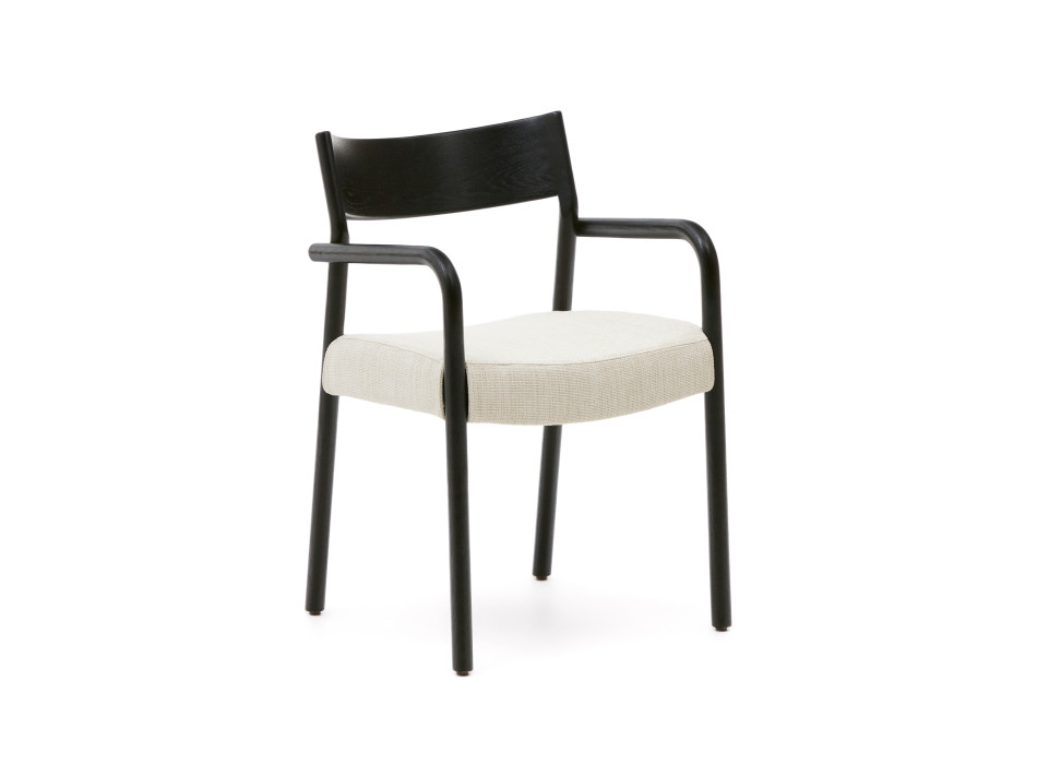 Chaise Falconera avec housse amovible en chêne massif finition noire, certifiée FSC Mix.