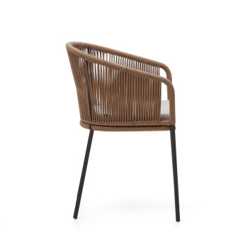 Chaise Yanet en corde beige et pieds en acier galvanisé