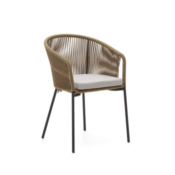 Chaise Yanet en corde beige et pieds en acier galvanisé