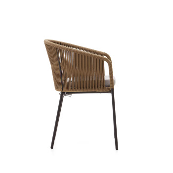 Chaise Yanet en corde beige et pieds en acier galvanisé