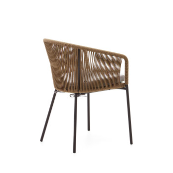 Chaise Yanet en corde beige et pieds en acier galvanisé