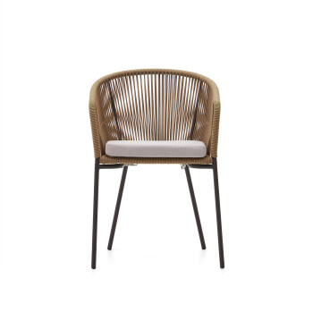 Chaise Yanet en corde beige et pieds en acier galvanisé