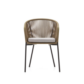 Chaise Yanet en corde beige et pieds en acier galvanisé