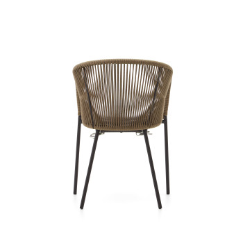 Chaise Yanet en corde beige et pieds en acier galvanisé