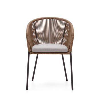 Chaise Yanet en corde beige et pieds en acier galvanisé