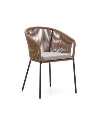 Chaise Yanet en corde beige et pieds en acier galvanisé