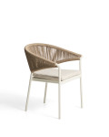 Chaise Zuara en aluminium écru et corde synthétique marron