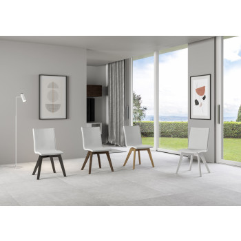 Chaises - Chaise Trudy avec pieds blancs et coussin blanc 01