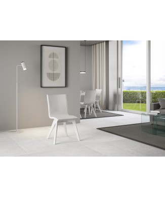 Chaises - Chaise Trudy pieds blancs coussin blanc 01