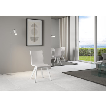 Chaises - Chaise Trudy avec pieds blancs et coussin blanc 01