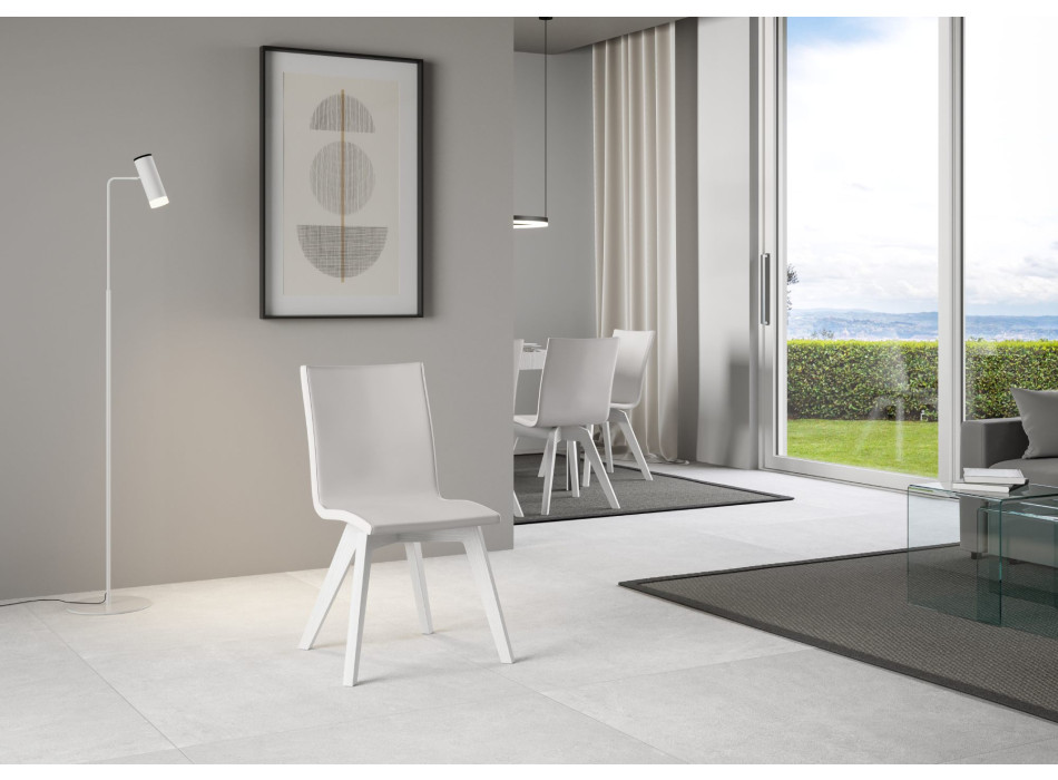 Chaises - Chaise Trudy avec pieds blancs et coussin blanc 01