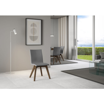 Chaises - Chaise Trudy avec pieds blancs et coussin gris 11