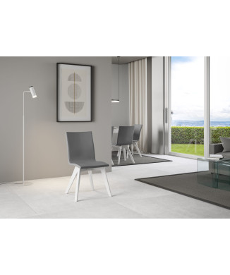 Chaises - Chaise Trudy avec pieds blancs et coussin gris 11